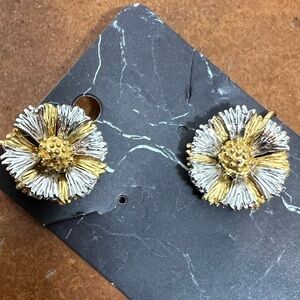 Gold and Silver Floral Earrings